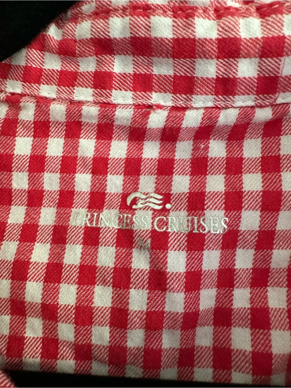 Size M Princess Cruises Women’s Red Gingham Floral Embroidered Button-Up Shirt - Picture 7 of 8